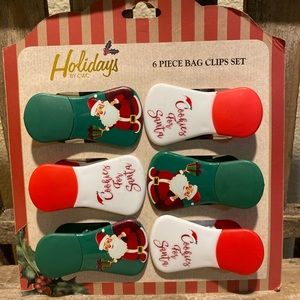 Santa Claus Food Bag Clips Set Of 6, Magnetic Cookies For Santa Food Bag Clips